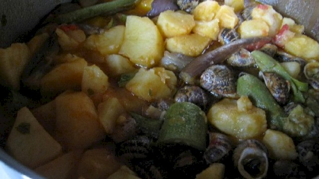 Snails with vegetables and sauce